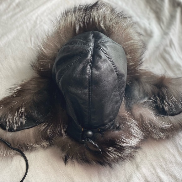 Genuine Real Silver Fox Fur Genuine Leather Fancy Winter Trapper Woman Hat main image 13